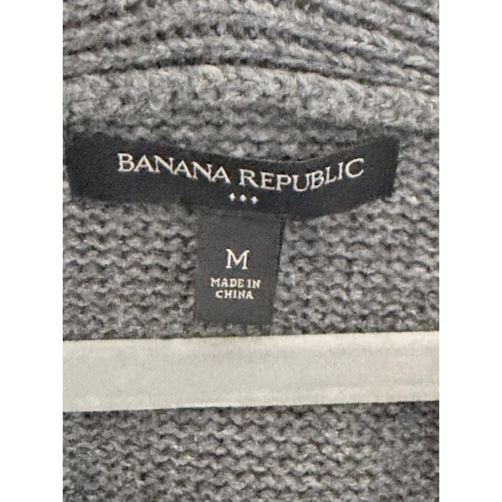 Banana Republic Shawl Cardigan Sweater Mens M Gray Wool Blend‎ Academia Grandpa